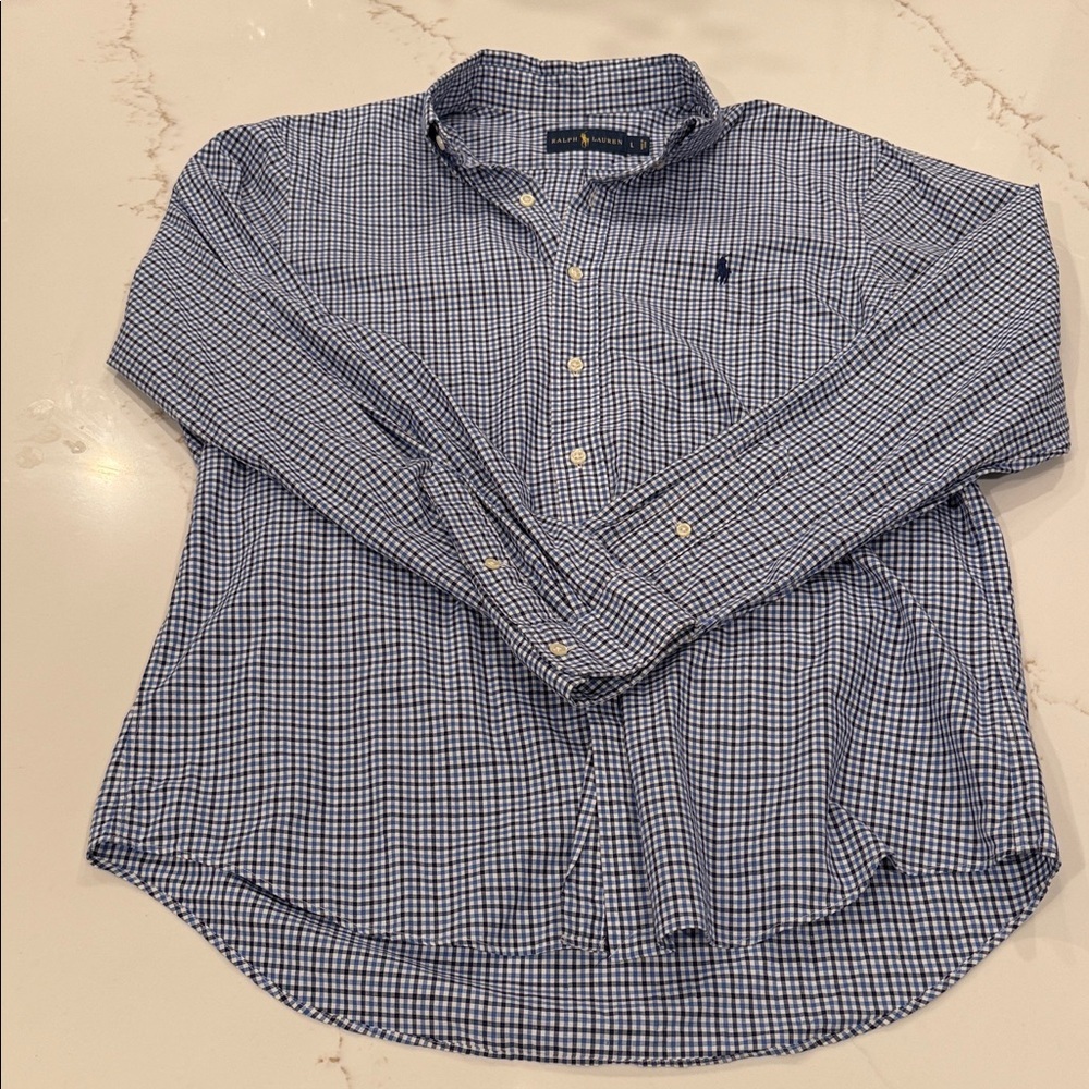 Ralph Lauren Blue Checkered Casual Shirt Size L